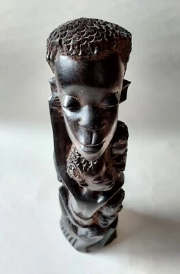 African Mother And Children Wooden Carving - Image 1 of 4