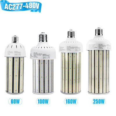 480V LED Corn Light 60W-250W Warehouse High Bay Corn Bulb Industrial 6000K Clear - Image 1 of 4
