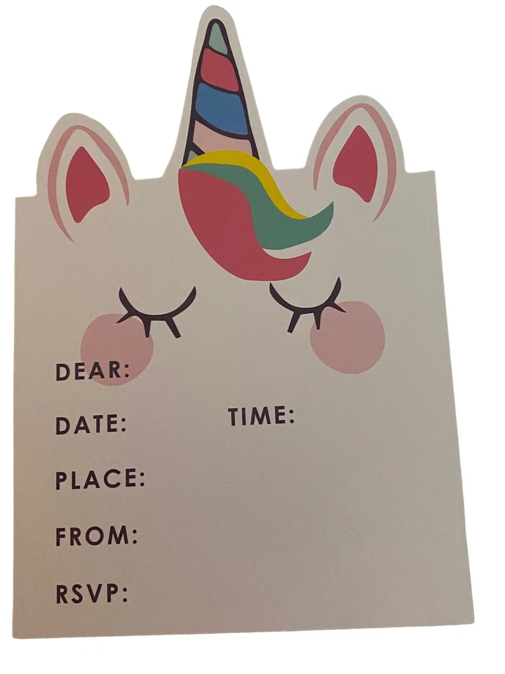 Invitaciones y Sobres Fiesta Unicornio 2 Packs de 8 Invitaciones 16 Total Foto 1 de 4