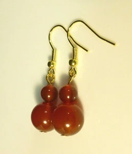 Carnelian Beaded Earrings Sterling Silver Hooks - Picture 1 of 4