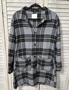 Active USA Damen Pullover Größe Large grau schwarz kariert Flanell Gürtel - Bild 1 von 3