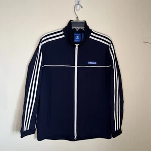 Chaqueta cortavientos/pista Adidas para mujer azul marino 3 rayas con bolsillos EC - Imagen 1 de 13