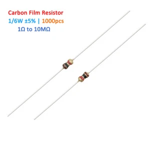 1000 piezas 1/6W ±5% Película de carbono resistencia de cuatro anillos Gama completa de valores 1Ω a 10MΩ - Imagen 1 de 6