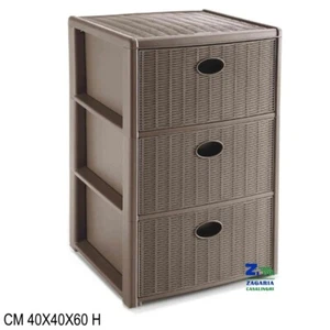 CASSETTIERA ELEGANCE 3 CASSETTI CM 40X40X60 H COLORE TORTORA RATTAN - Foto 1 di 2