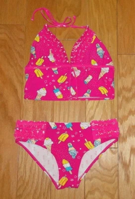 Traje de baño Juicy Couture etiqueta negra 2 piezas talla 12 rosa tankini con volantes para niña Foto 1 de 4