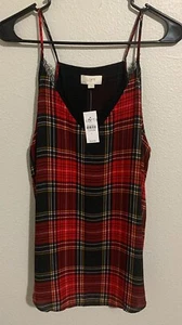 Neu mit Etikett Loft Outlet Damen schwarz rot kariertes Trägertop/Camisole (Größe: L) - Bild 1 von 4