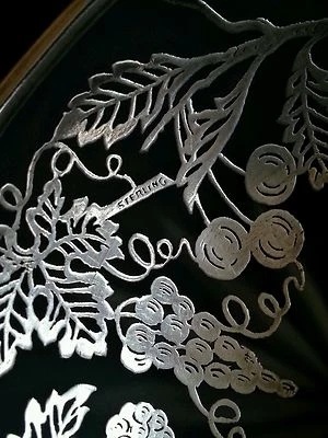 Exquisite antique Art Nouveau inlay sterling silver art glass small dish  - Image 1 of 4