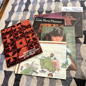 1971 United Airlines Luau Hawaii Party Planner Magazine Map Folder Package - Picture 1 of 12