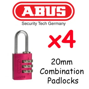 Combination Padlocks - Resettable ABUS 20mm x4 BULK LOT High quality - PINK - Picture 1 of 2