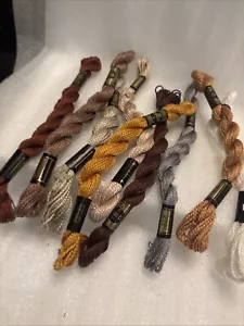 DMC Perle Cotton floss 15m # 3 & 5’s. 9skeins, Browns Tans. Crewel Thread - Picture 1 of 9