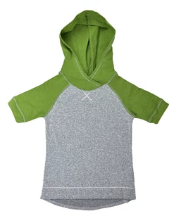 Marika Kids Grey Green Polyester Short Sleeve Flecked Pullover Hoodie Sz S 7-8 - Picture 1 of 2