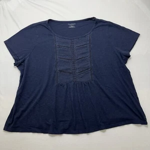 Talbots Women's Petite 3XP Navy Blue Cotton Modal Blend Short Sleeve T Shirt - Picture 1 of 11