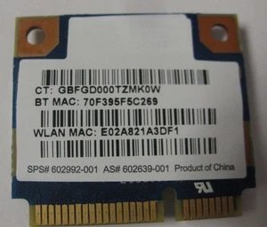 HP Ralink RT3090BC4 802.11b/g/n WiFi N+ BT Bluetooth PCI-e Card SPS: 602992-001 - Picture 1 of 1