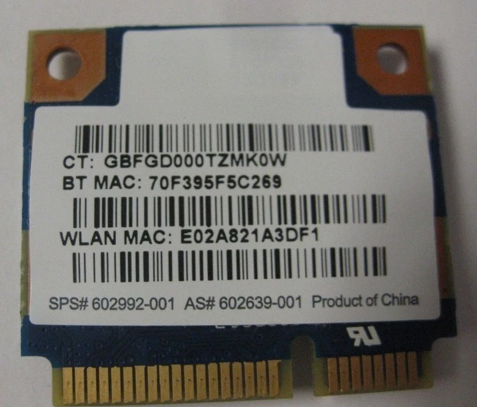 HP Ralink RT3090BC4 802.11b/g/n WiFi N+ BT Bluetooth PCI-e Card SPS: 602992-001 - Image 1 of 1
