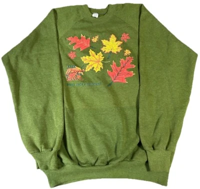 Vintage Great Smoky Mountains Sweatshirt Size XL Fall Leaves Green Nature USA - Image 1 of 4