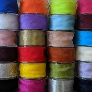 Quality 50mm Wide Organza Chiffon Sheer Wired Edge Ribbon Cut Length Per Metre - Picture 1 of 33