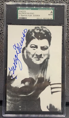 George Musso, Autographed Chicago Bears Post Card Size Info Card SGC SLABBED - Image 1 of 2