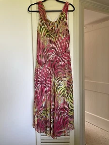 Signature by Robbie Bee Maxi Dress Women’s 14 Cowl Neck Tropical Pink Yellow - Picture 1 of 9