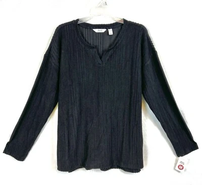 Nuevo con etiquetas Suéter Denim & Co Acanalado Cuello en V Cepillado Suave/Mediano Foto 1 de 4