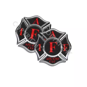 IAFF Aufkleber Aufkleber (2er-Pack) Feuerwehrmann Int'l Malteserkreuz 4" breit schwarz/rot - Bild 1 von 2
