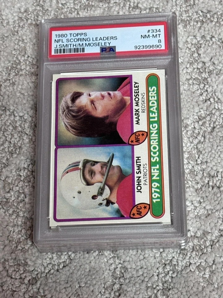 1980 TOPPS FOOTBALL CARD PSA 8 SCORING LEADERS MARK MOSELEY JOHN SMITH REDSKINS - Image 1 of 1
