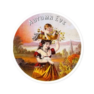 Herbstabend Tabak Etikett Jahr 1871 runde Aufkleber, drinnen\draußen - Bild 1 von 16