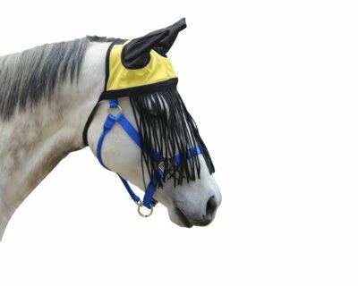 Derby Premium Malla Reflectante Caballo Mosca Gorro con Flecos y Orejas de Malla Suave Foto 1 de 4