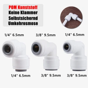 1/4” 3/8" Schlauch Steckverbinder Winkel Adpter für Umkehrosmose Wasserfilter - Picture 1 of 11