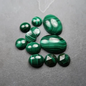 Malachite cabochons for jewellery making | Green Malachite cabs for silversmith - Picture 1 of 9