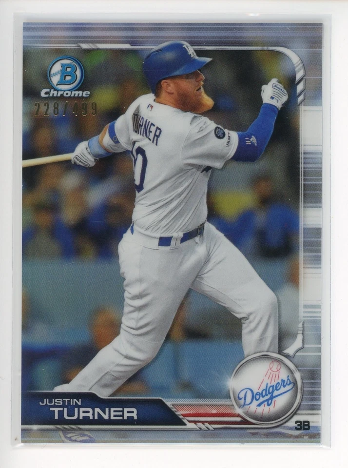 2019 Bowman Chrome Refractor #99 Justin Turner Dodgers /499 - Image 1 of 3