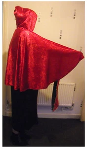 hooded cape 3 lengths black red white green blue or purple overlocked finish - Picture 1 of 14