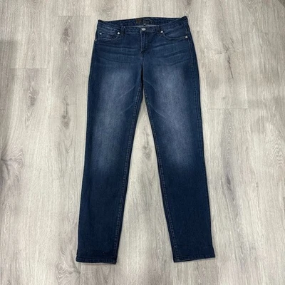 Pantalones de mezclilla KUT from the Kloth para mujer 10 lavado oscuro pierna recta tiro medio 32x33 Foto 1 de 4