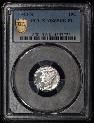 1943-S Mercury Dime 10c PCGS MS65FB PL - (Pop 2/1) - Image 1 of 4