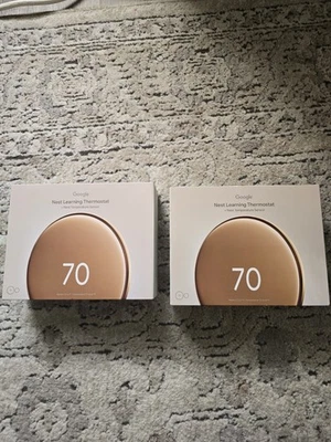 2 NEW - Google Nest Learning Thermostat 4th Gen Polished Gold Temperature Sensor - Image 1 of 3