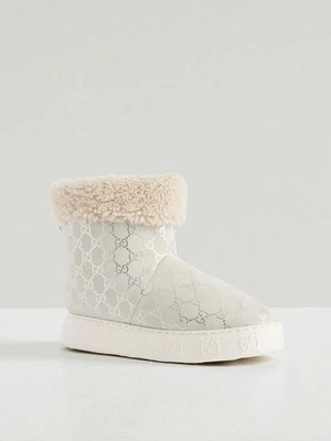 全新带盒古驰 GG Monogram Shearling-Trim 金属麂皮绒靴 EU39 US9 $1280 — 第 1/4 张图片