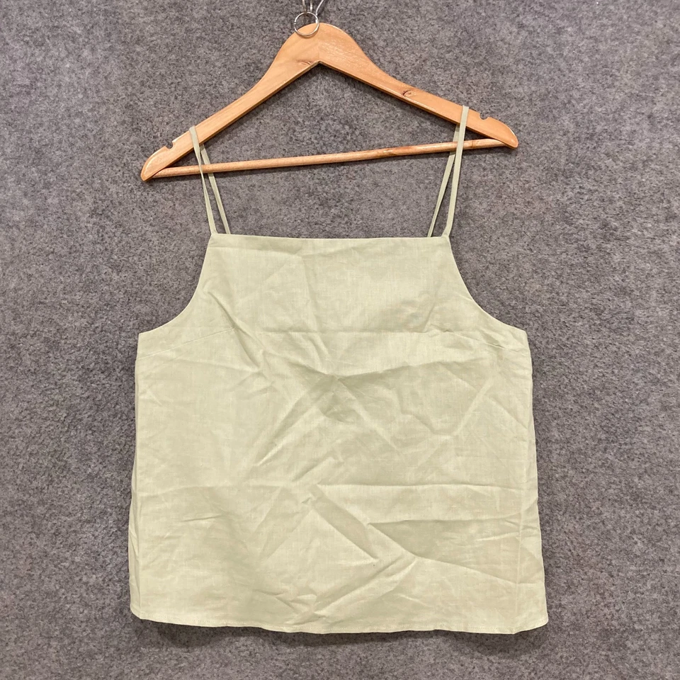 Status Anxiety Womens Camisole Top Size Large Khaki Green Linen Cotton 47017 - Image 1 of 4