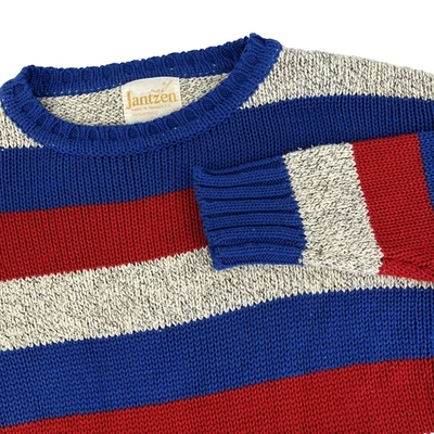 Suéter Acrílico Tejido Pesado Jantzen De Colección Para Hombres Talla Mediana Rojo Azul Rayas Foto 1 de 4