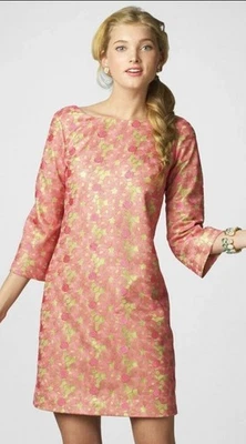 Nuevo con etiquetas Vestido de Encaje Lilly Pulitzer Mandy Rosa Caliente y Verde Lima Espalda Baja 12 ¡HERMOSO! Foto 1 de 4