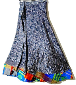 Incredible-art Vintage Silk Sari Magic Wrap Skirt Reversible Double Layer skirt, - Picture 1 of 6