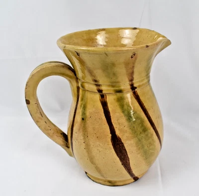 ANCIEN PICHET EN TERRE CUITE VERNISSEE VALLAURIS JASPE DEBUT XXe SIECLE - Photo 1/4