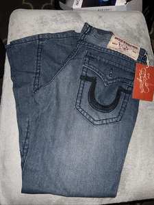 Jeans uomo True Religion Billy Super T Urban Cowboy 38x33 nuovo con etichetta cucito ricamato - Foto 1 di 13