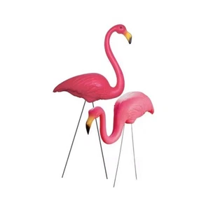 Pair of 2 Pink Flamingo Retro Lawn Ornaments/ Garden Statues/ Indoor Decor - Picture 1 of 2