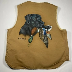 Chaleco Sherpa Carhartt Vintage 2XL Alto Pintado a Mano Negro Lab Retriever & Mallard - Imagen 1 de 9