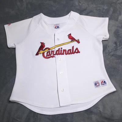 Camiseta deportiva blanca con botones de los Cardenales de San Luis talla juvenil niñas XL MLB majestuosa Foto 1 de 4