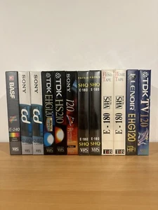 Lot 12 Cassette Vidéo Vierges VHS Sony TDK Lenoir  120 180 240 Sous Blister - Imagen 1 de 3