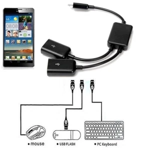 Micro USB / Tipo C a 2 OTG Doppia Femmina USB Porta HUB Cavo Y Sdoppiatore Adattatore_cn - Foto 1 di 8