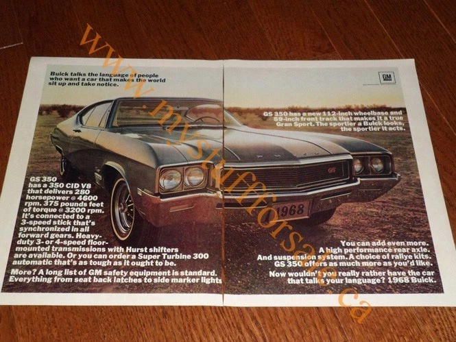 1968 BUICK GS350 ARTICLE / AD - Imagem 1 de 1