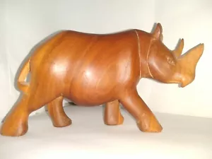 Handcarved Beautiful Hardwood RINO 7" - Picture 1 of 6