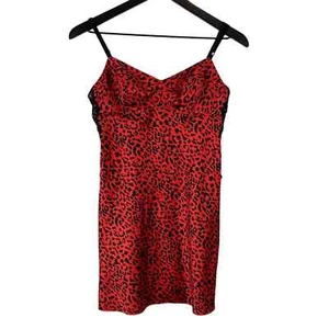 Victoria’s Secret (S) Red Leopard Lace Trim Half Slip Lingerie Dress - Picture 1 of 11