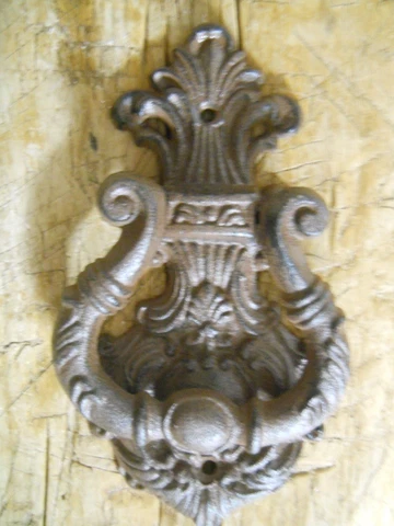 Cast Iron Antique Style VICTORIAN  SCROLL Door Knocker Brown Finish Cover